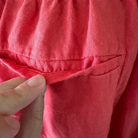 Athleta Playa 100% Linen Crop Pants Red Orange Size 10 Long - Picture 9 of 10